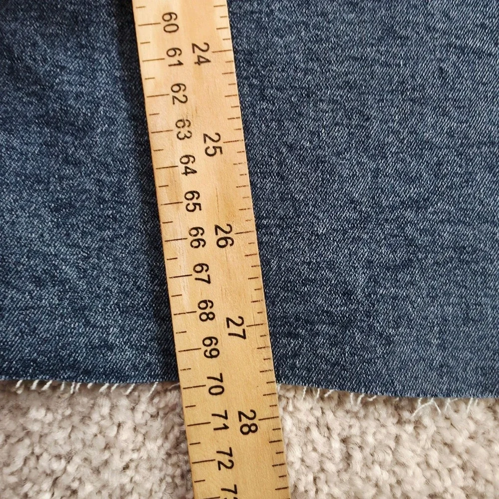 Ética Wide Leg Jeans Womens 31 Blue High Rise Raw Hem Sustainable Cropped Cotton
